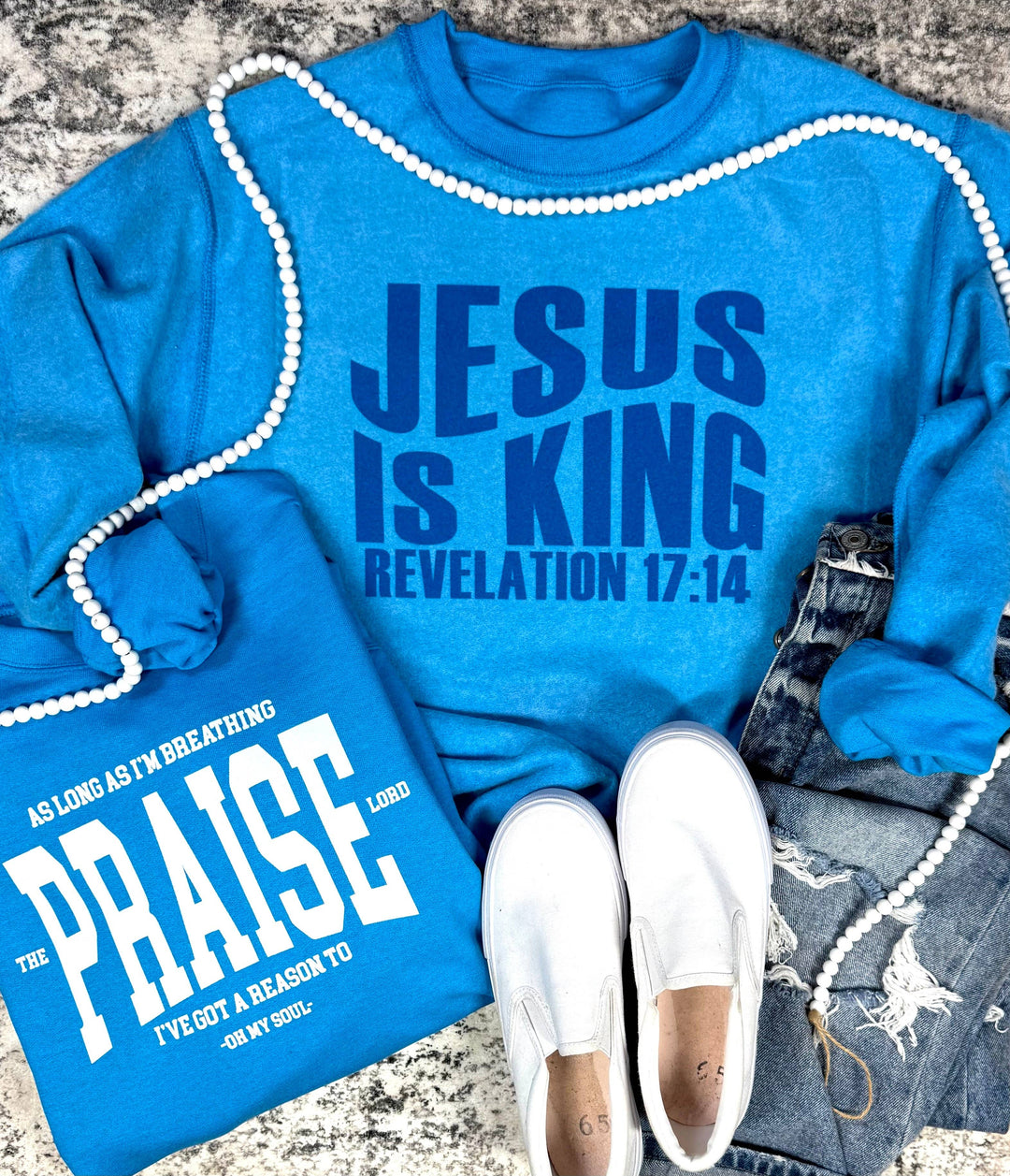 Jesus is King Reversible Sweatshirt- Double Sided Design for Two Looks!