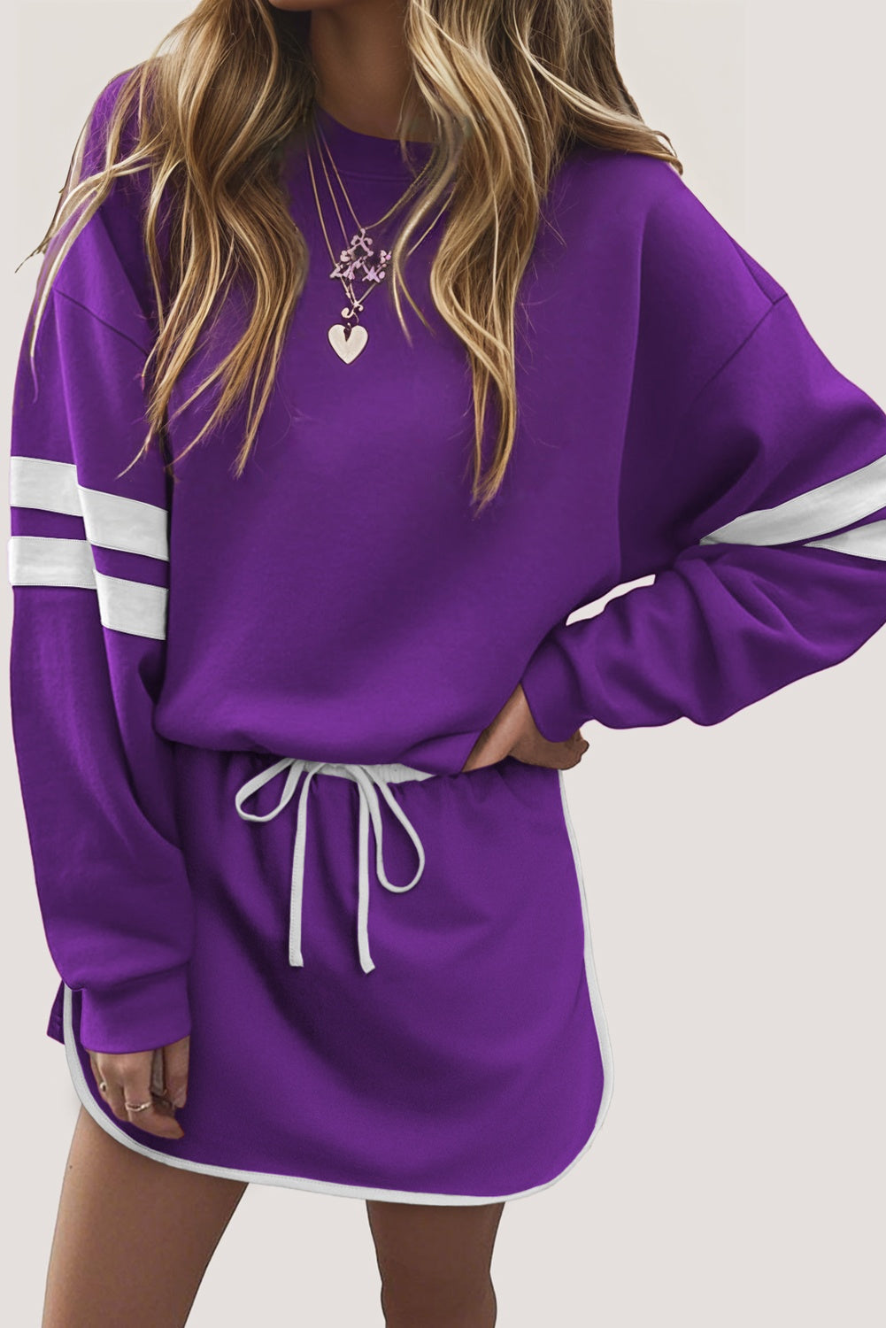 Victory Lap Varsity Sweatshirt Skort – Purple