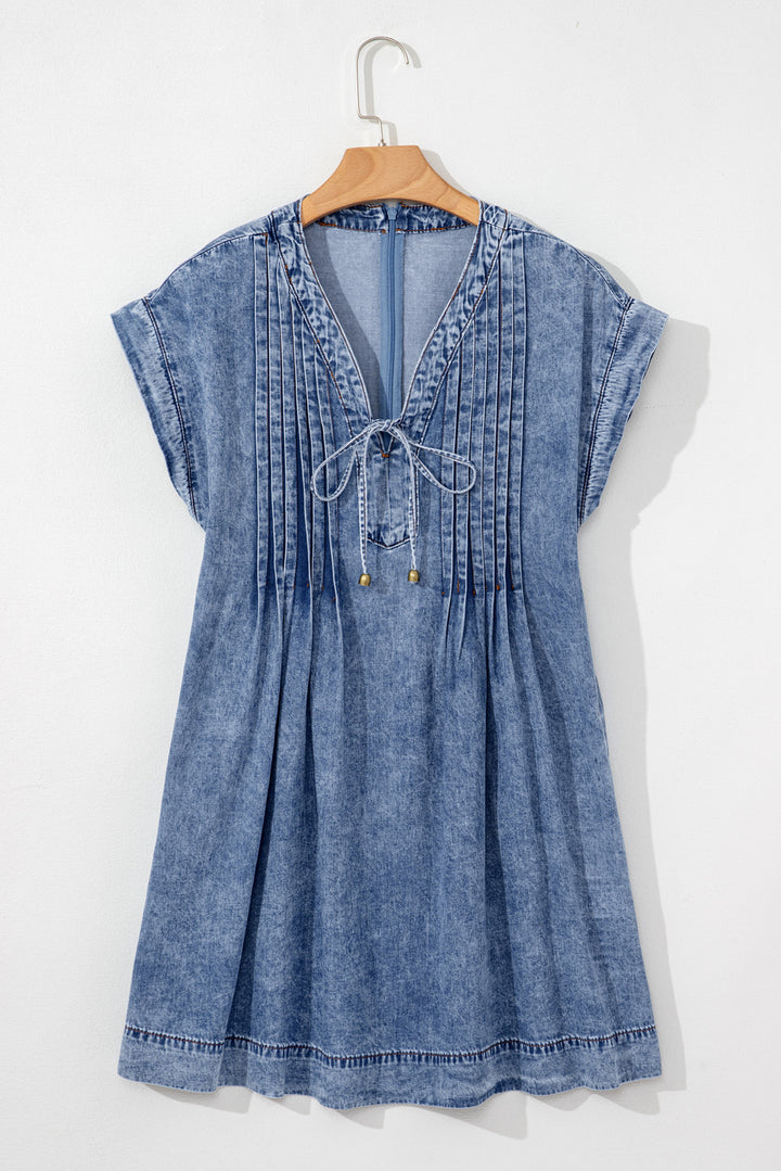Weekend Wonderer Pintuck Denim Mini Dress