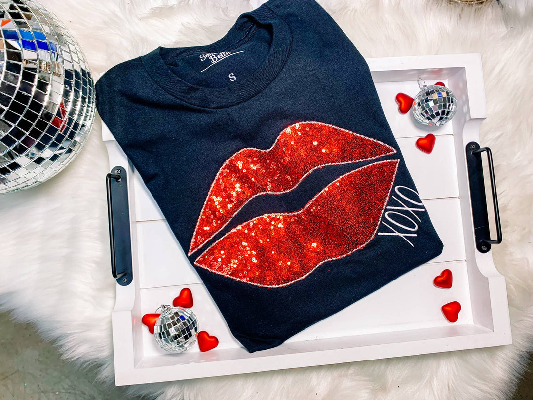 Valentine Lips XOXO ▪️Real Sequins ▪️Embroidered Sweatshirt