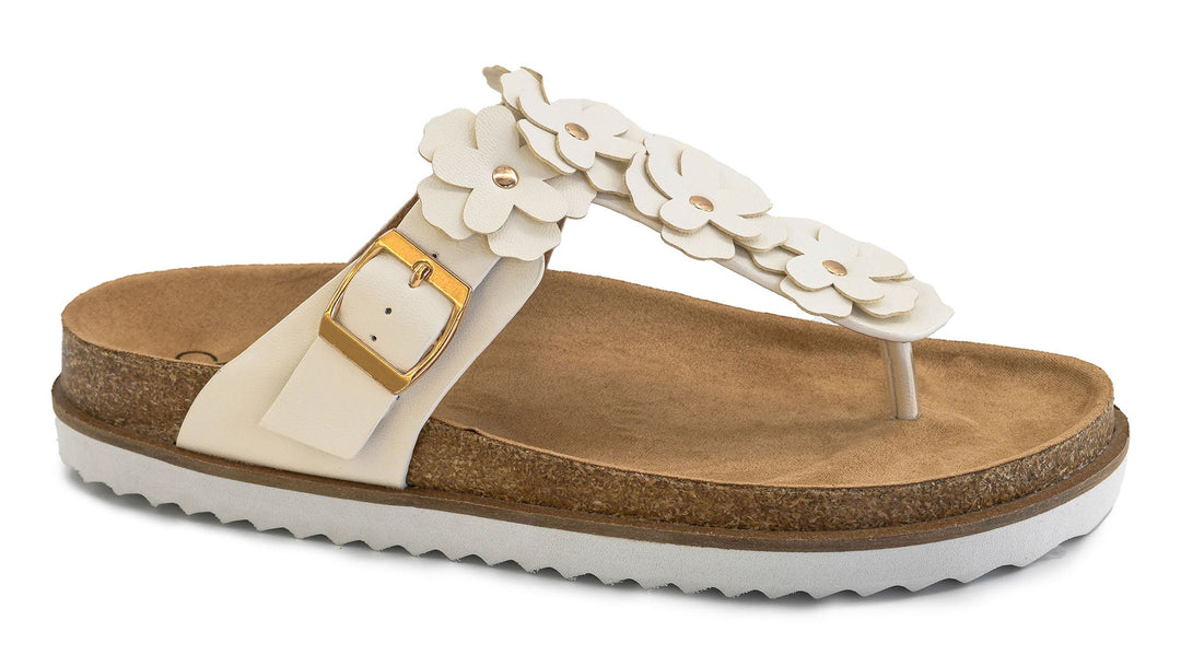 Corkys "Bless Her Heart" White Floral Thong Flip Flop Sandal