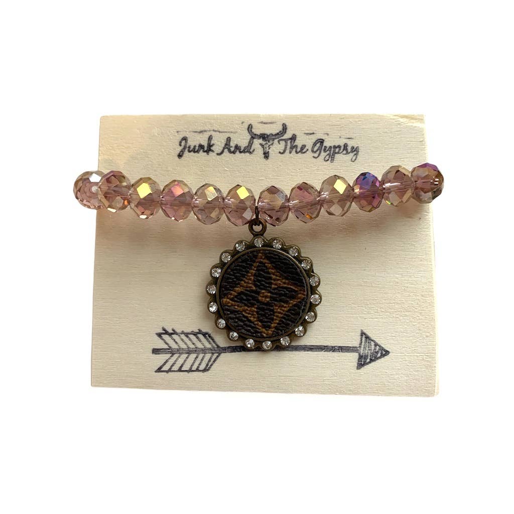 LV Logo Tanzanite AB Upcycled Crystal Bracelet