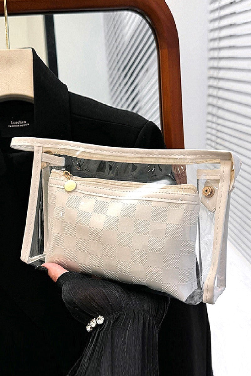 ClearView Chic—2-Piece Textured Travel Pouch Set