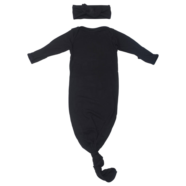 Bamboo - Black Ribbed Knotted Gown