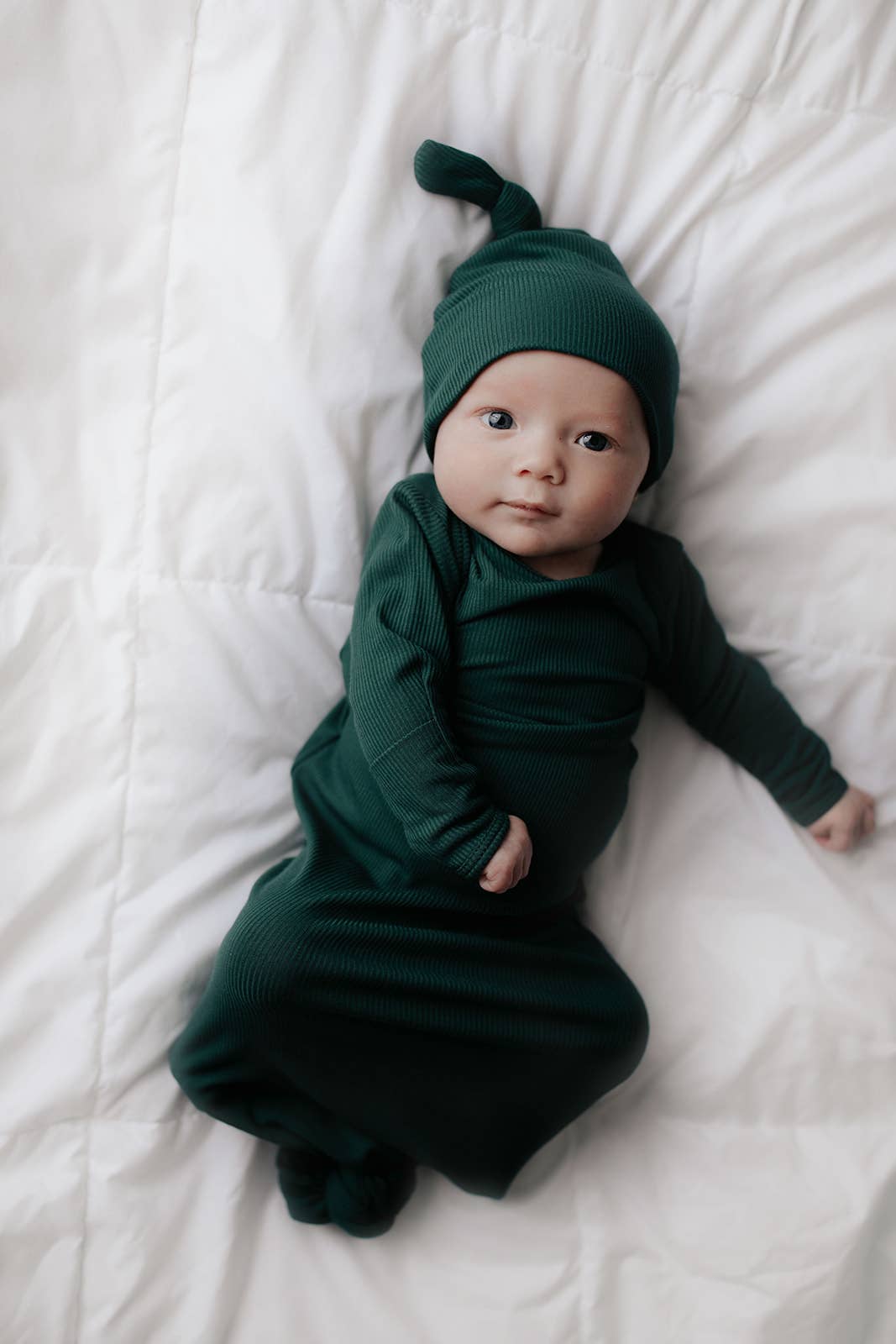 Bamboo - Ribbed Forest Green Ribbed Knotted Gown