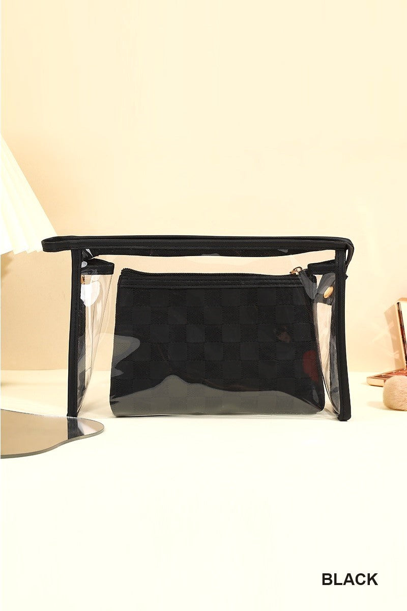 ClearView Chic—2-Piece Textured Travel Pouch Set