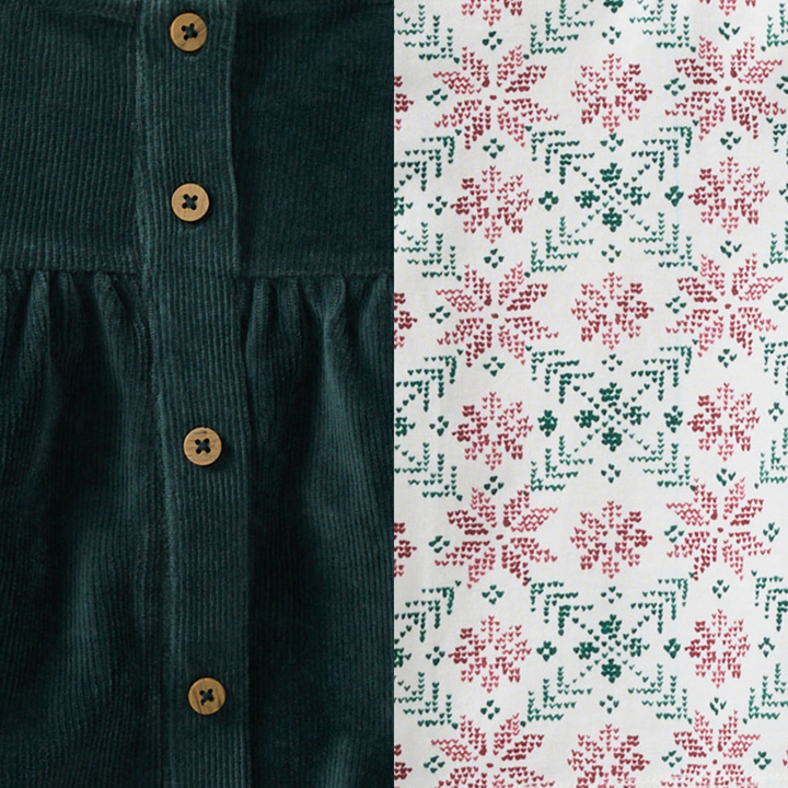 Burt's Bees Baby - Poinsettia Fair Isle Organic Girl Tee & Dress Set