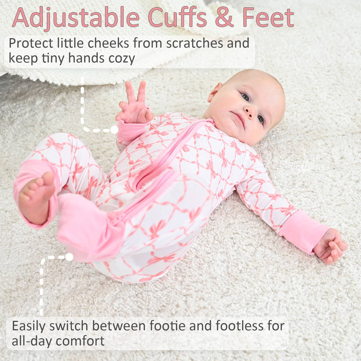 Beautiful Bows Bamboo Baby Sleeper Pajamas