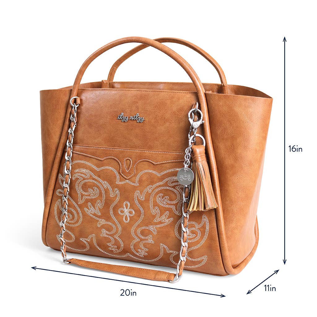 Itzy Ritzy - *NEW* Nash Saddle Boss Tote™ - Western Vegan Leather Tote