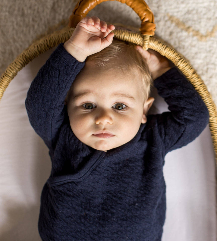 Burt's Bees Baby - Organic Cotton Quilted Bee Wrap-Front Baby Jumpsuit - Midnight