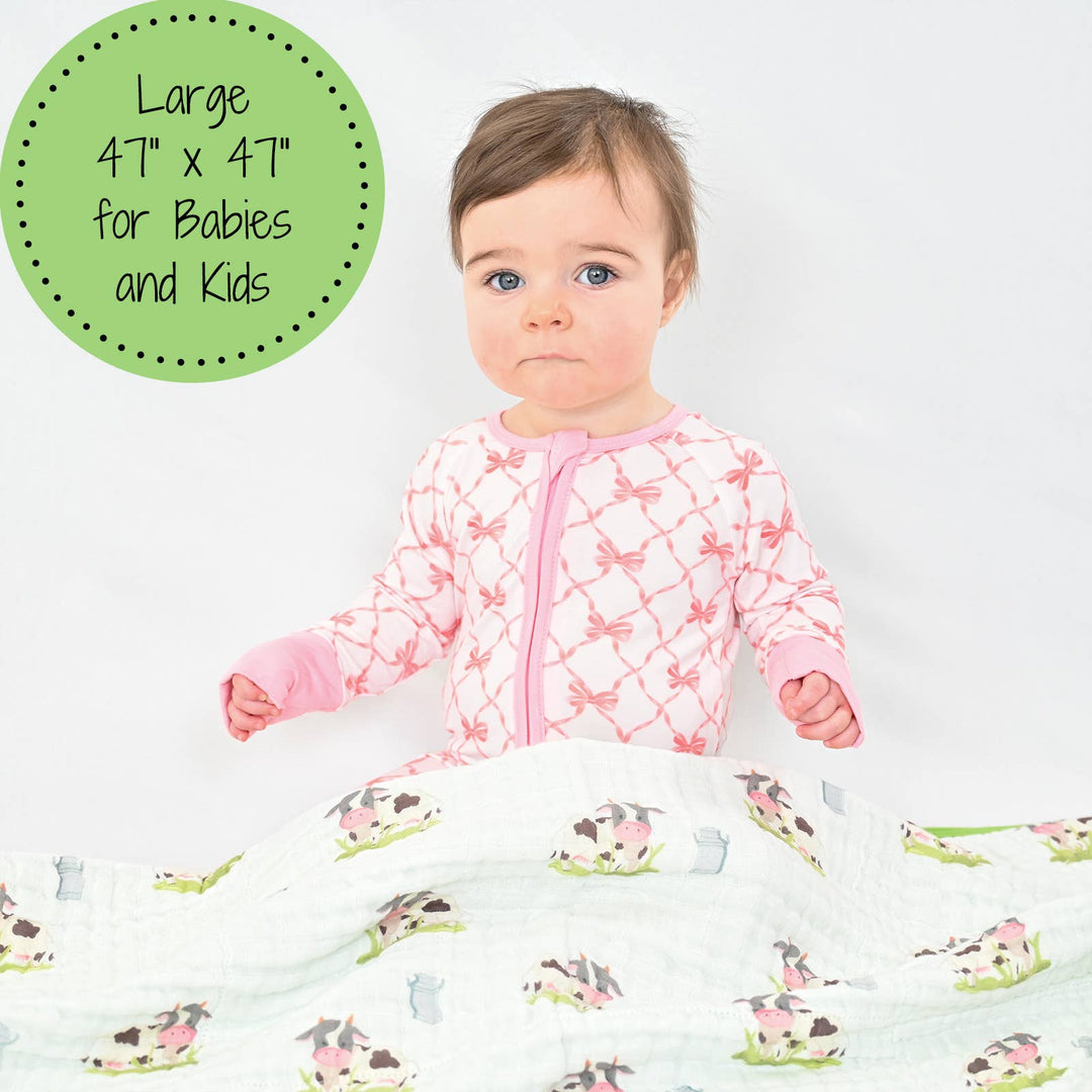 Moo Moo Here Farm Theme Baby Toddler Muslin Quilt