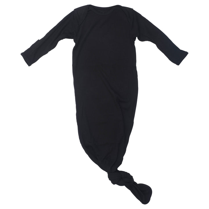 Bamboo - Black Ribbed Knotted Gown