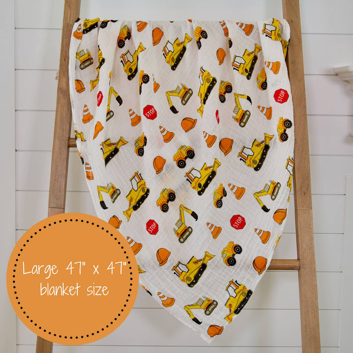 Under Construction Muslin Swaddle Baby Blanket