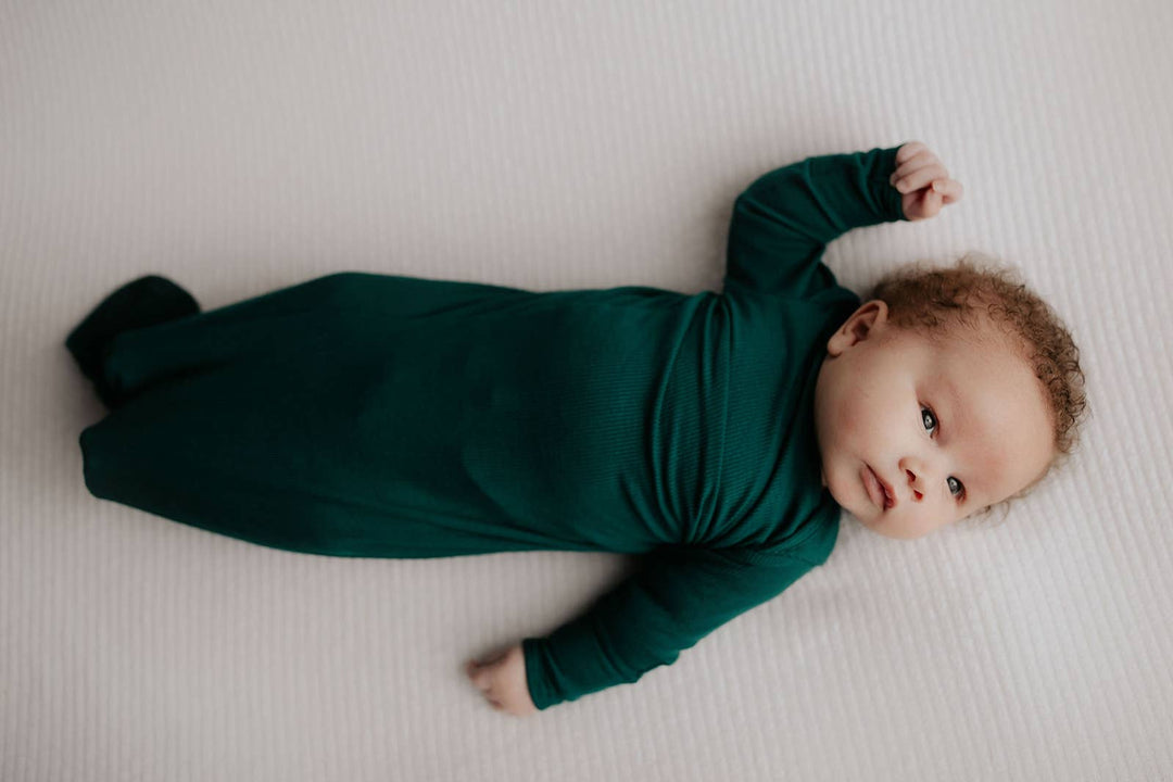 Bamboo - Ribbed Forest Green Ribbed Knotted Gown