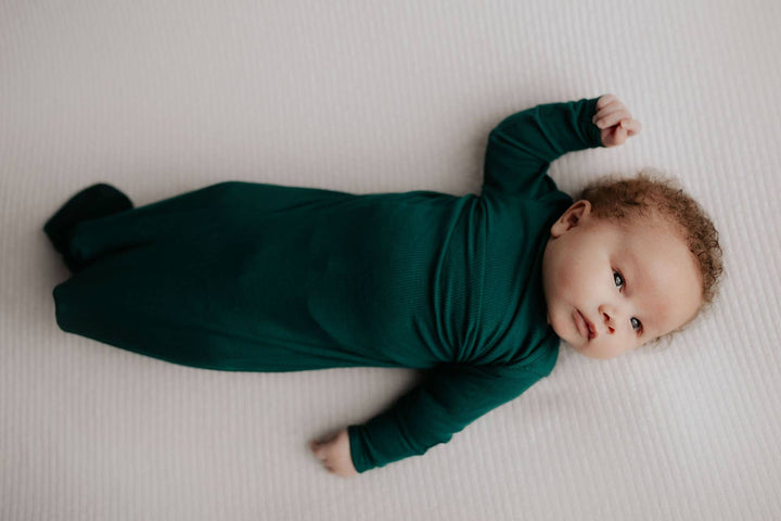 Bamboo - Ribbed Forest Green Ribbed Knotted Gown