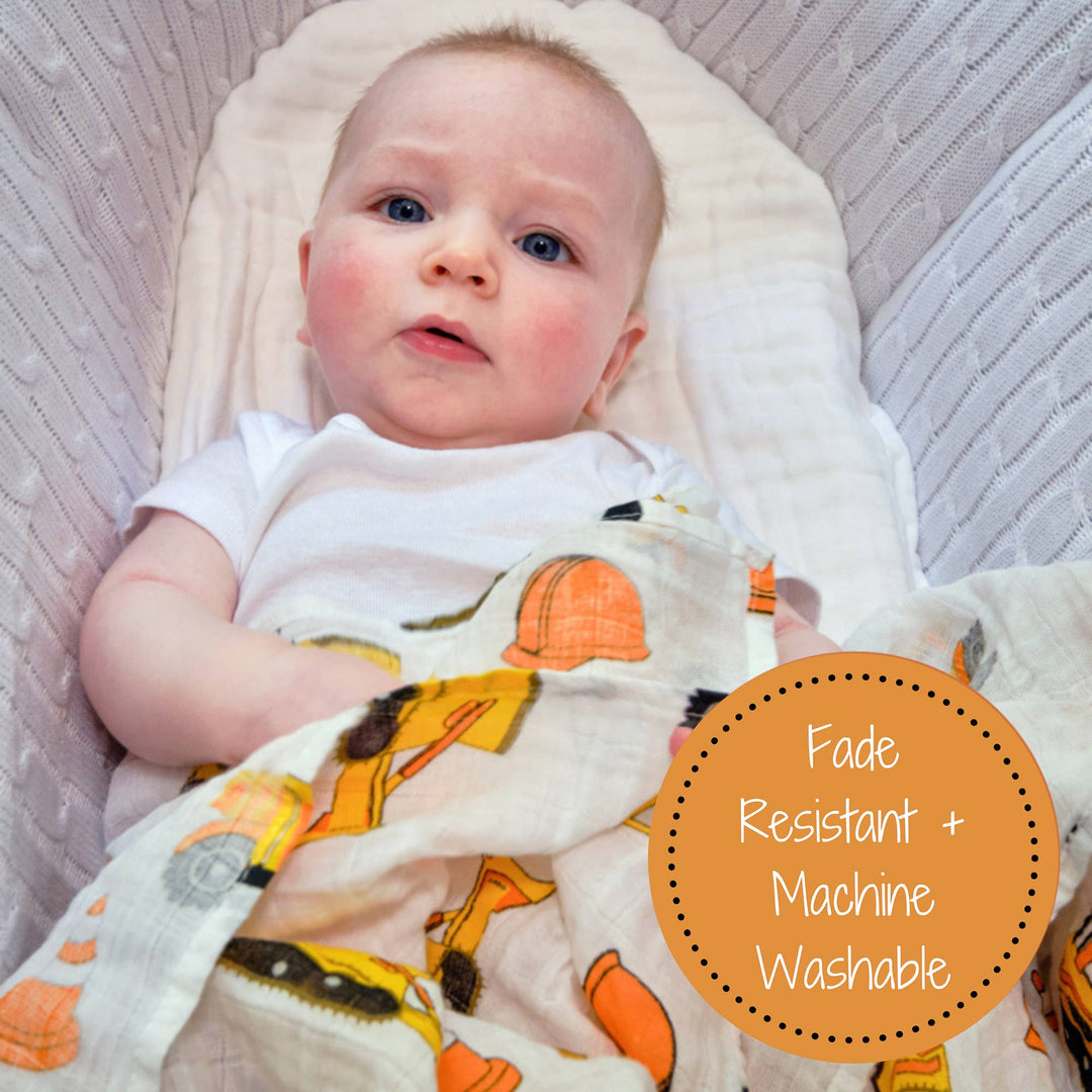 Under Construction Muslin Swaddle Baby Blanket