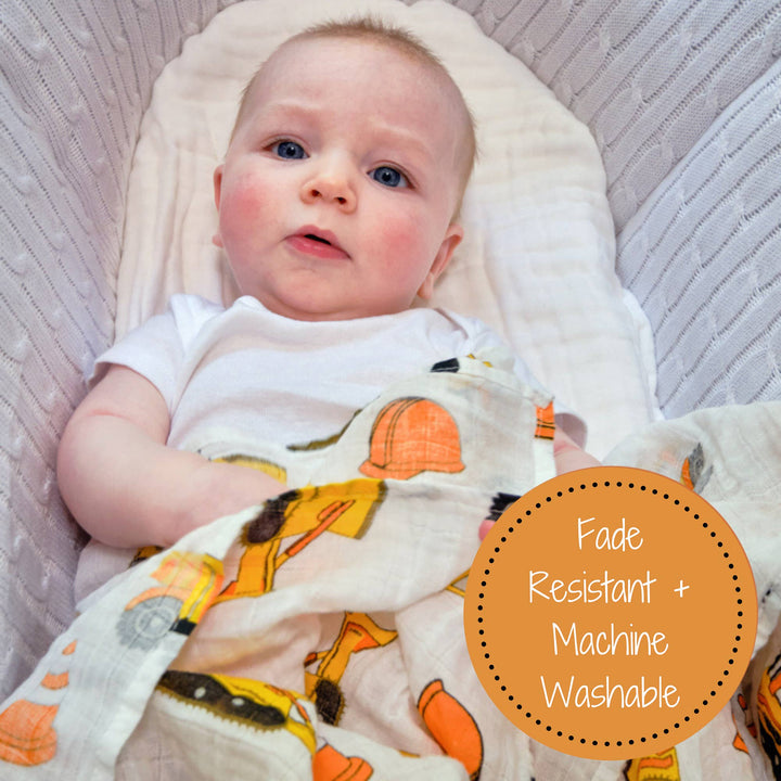 Under Construction Muslin Swaddle Baby Blanket