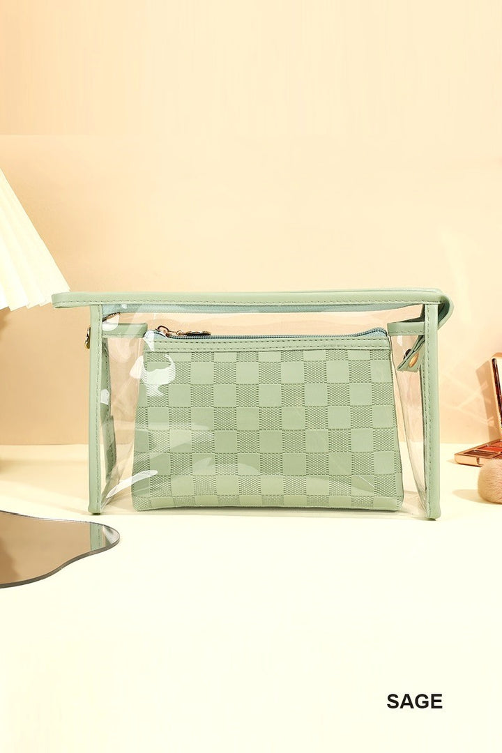 ClearView Chic—2-Piece Textured Travel Pouch Set