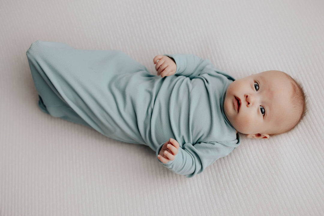 Bamboo - Blue Bird Ribbed Knotted Gown