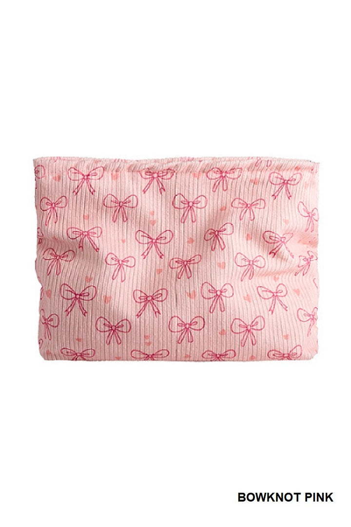 Bow & Cherry Corduroy Glam Pouch — Grab-&-Glow Organizer