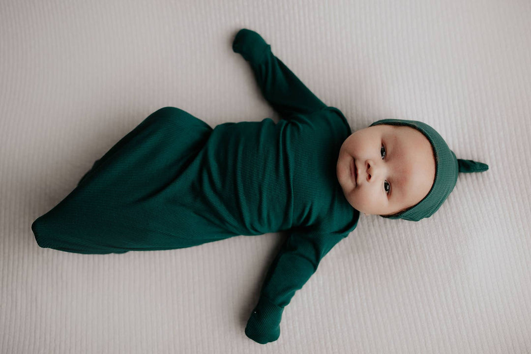Bamboo - Ribbed Forest Green Ribbed Knotted Gown