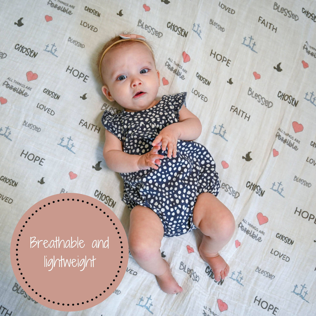 All Things Possible Muslin Swaddle Baby Blanket