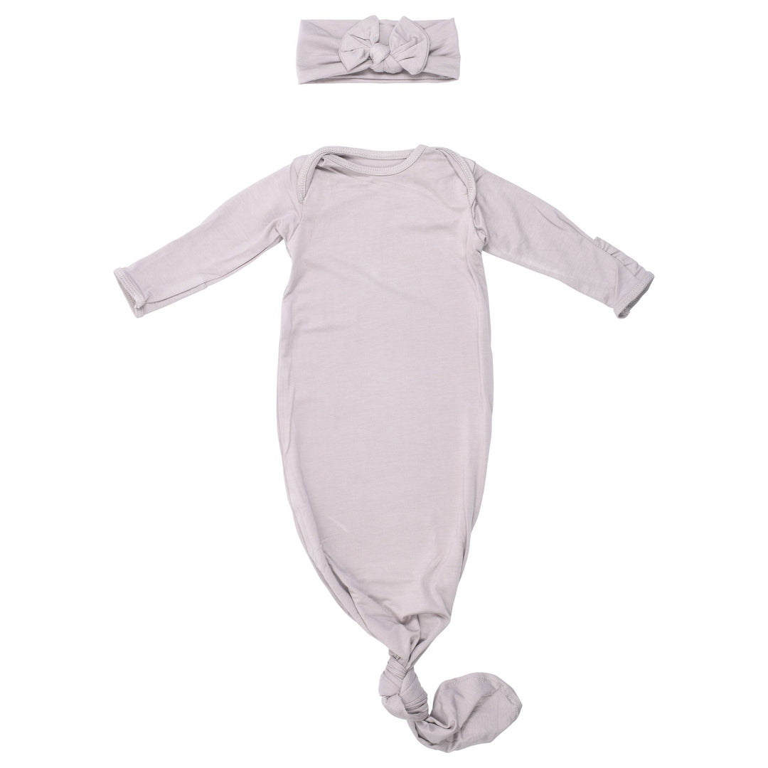 Bamboo Harbor Mist Taupe Knotted Gown: Gown & Hat