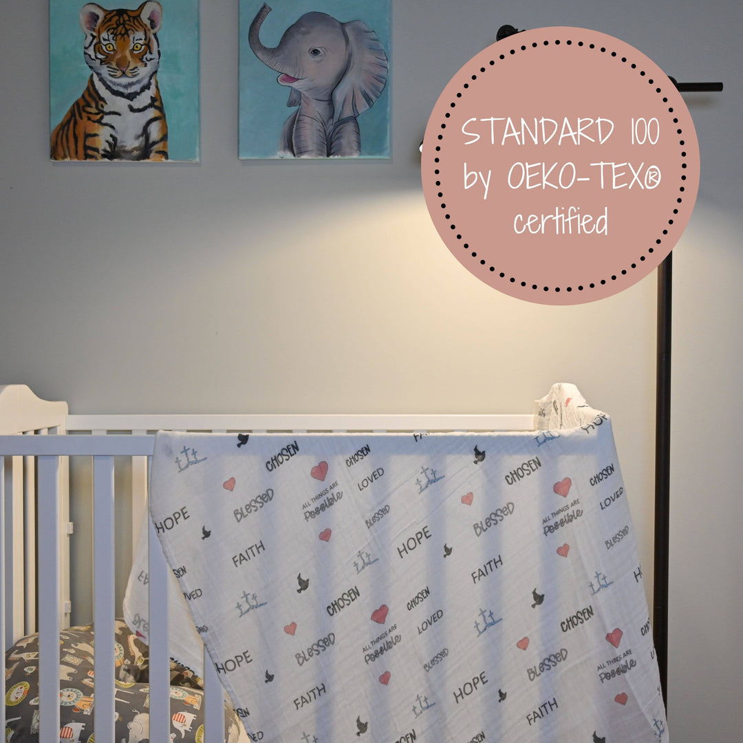 All Things Possible Muslin Swaddle Baby Blanket