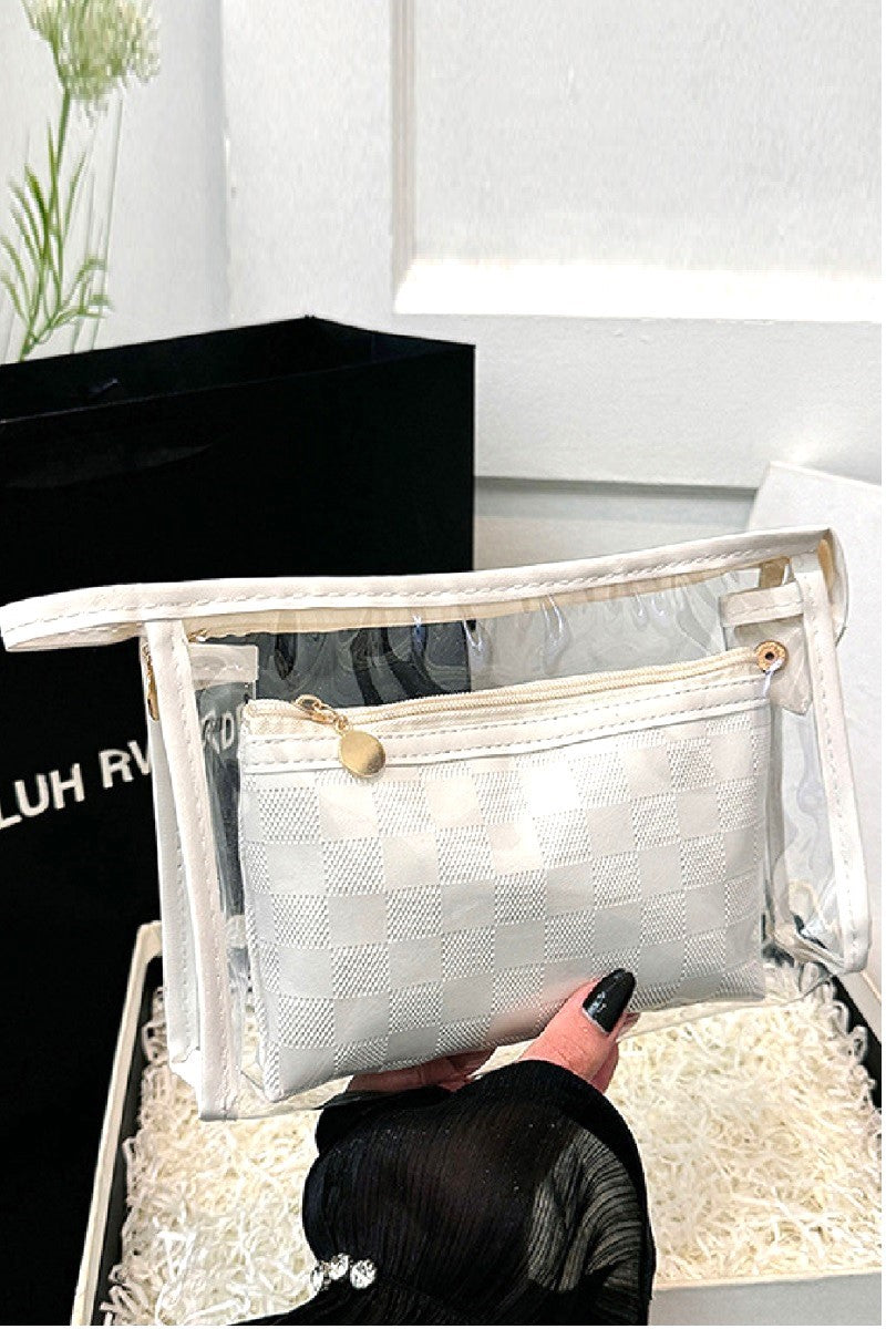 ClearView Chic—2-Piece Textured Travel Pouch Set