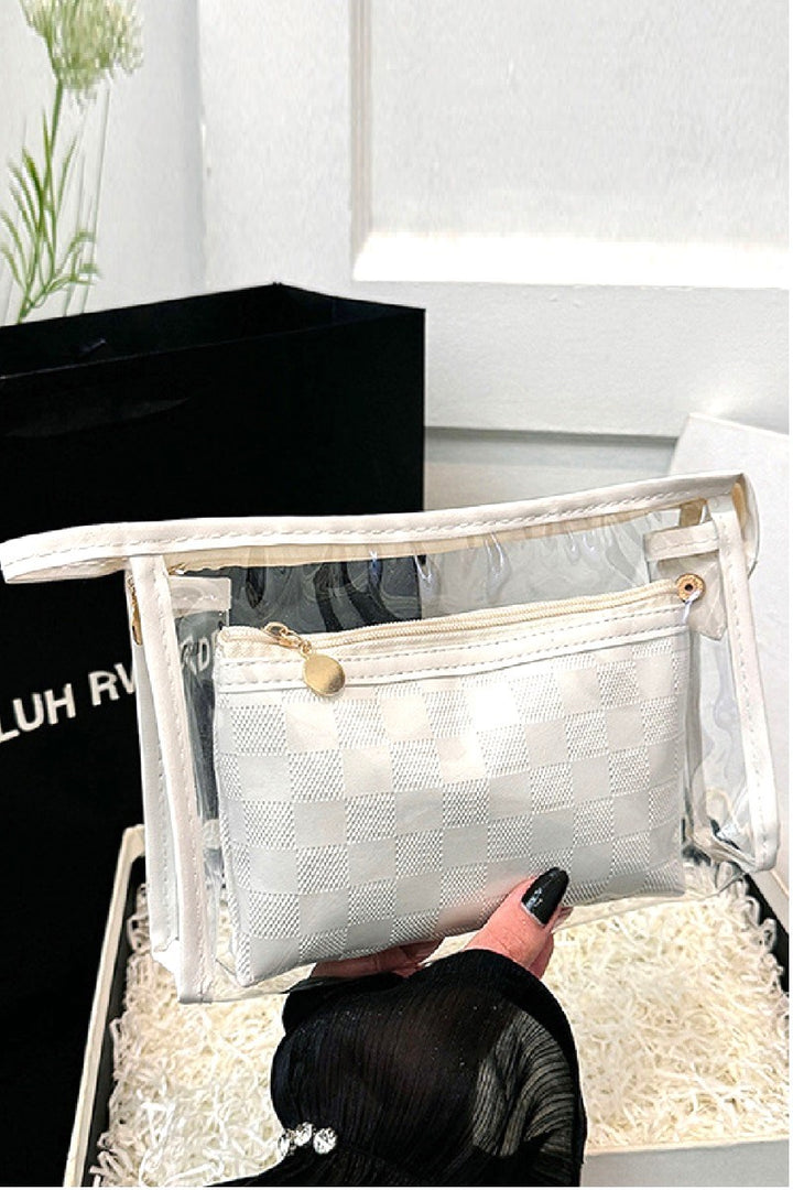 ClearView Chic—2-Piece Textured Travel Pouch Set