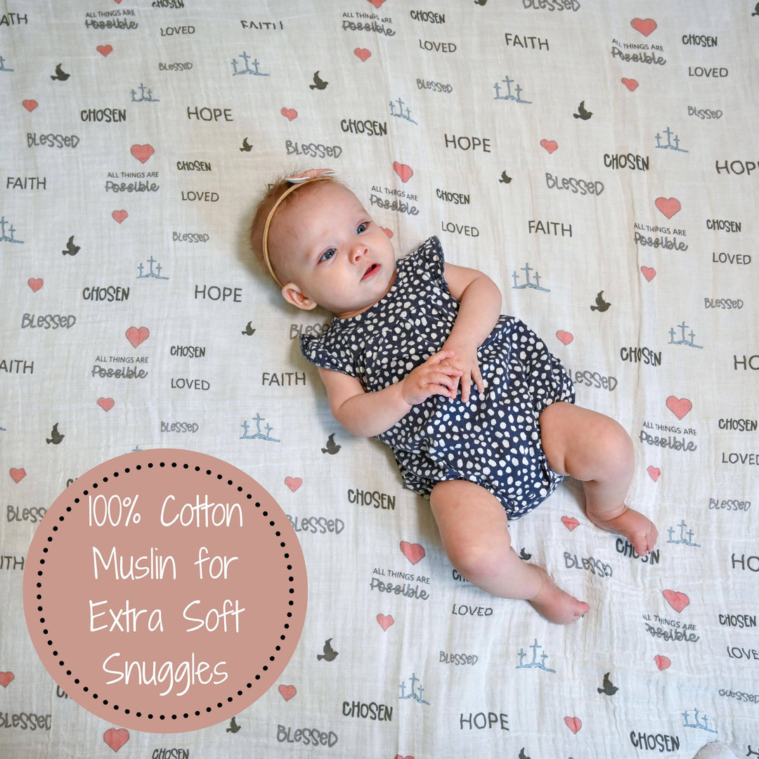 All Things Possible Muslin Swaddle Baby Blanket