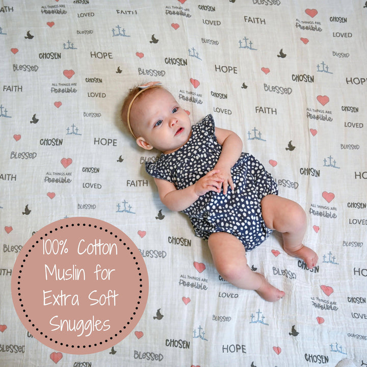All Things Possible Muslin Swaddle Baby Blanket