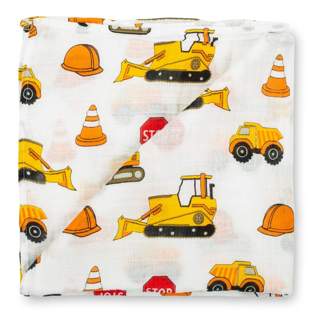 Under Construction Muslin Swaddle Baby Blanket