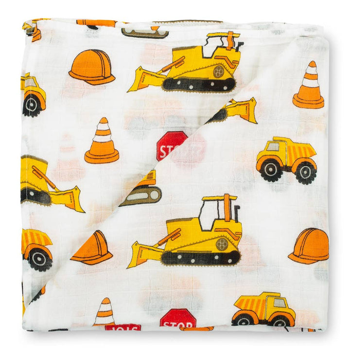 Under Construction Muslin Swaddle Baby Blanket
