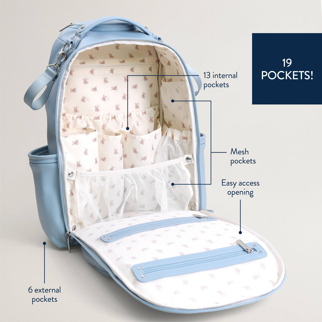 Itzy Ritzy - *NEW* Teddy Blue Boss Plus™ Backpack Diaper Bag