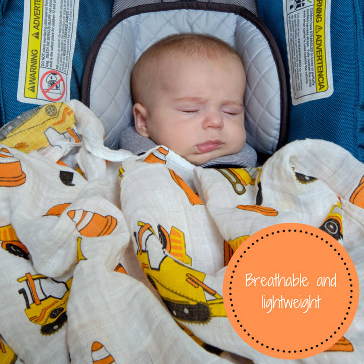 Under Construction Muslin Swaddle Baby Blanket