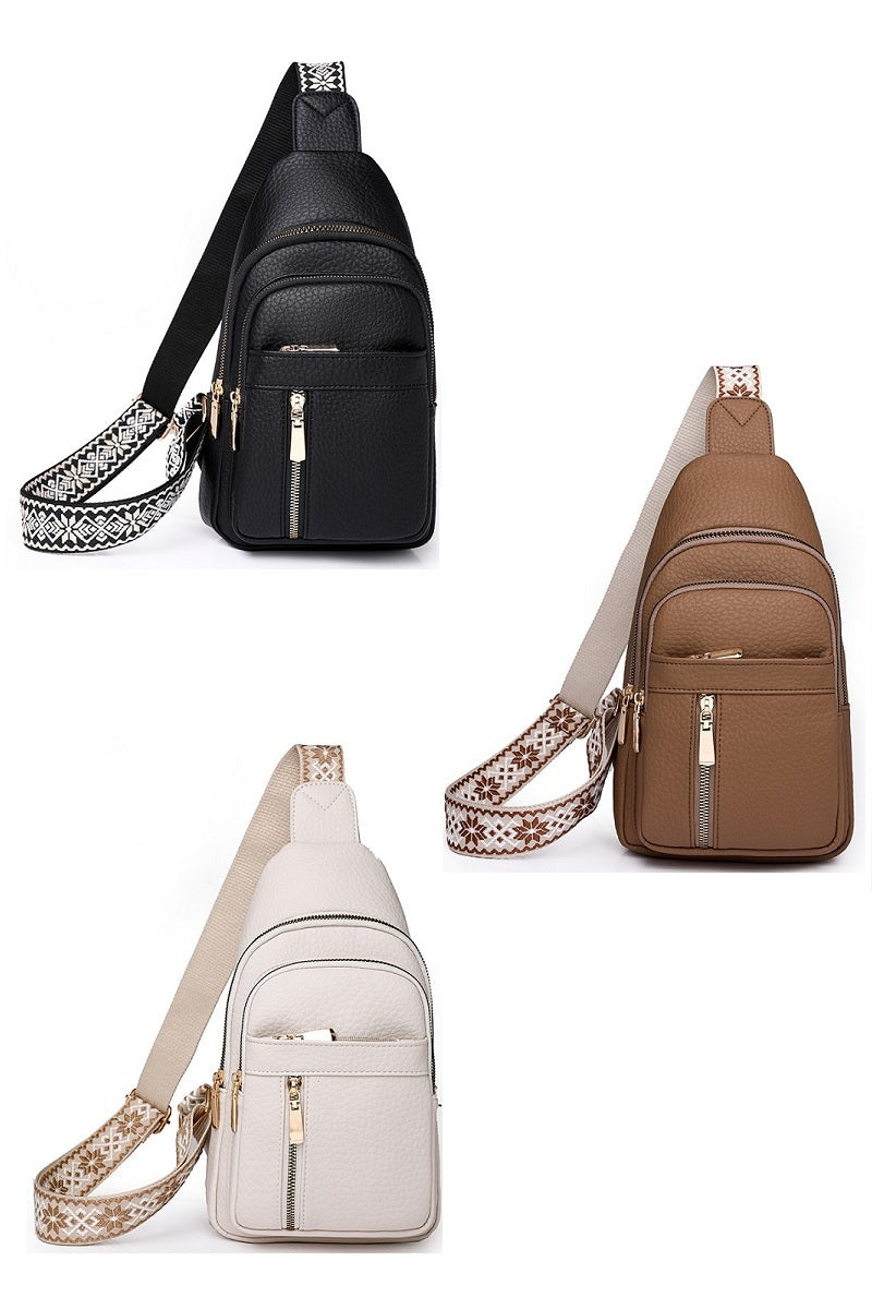 Quick-Change 2-Piece Textured Sling Crossbody (Bag + Strap)