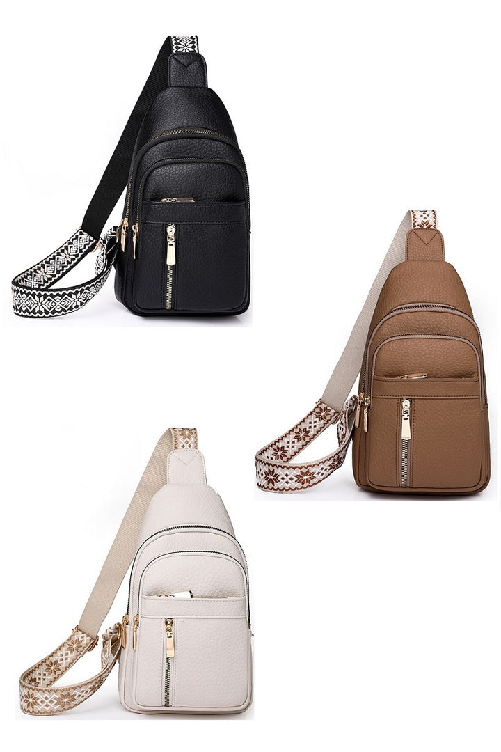 Quick-Change 2-Piece Textured Sling Crossbody (Bag + Strap)