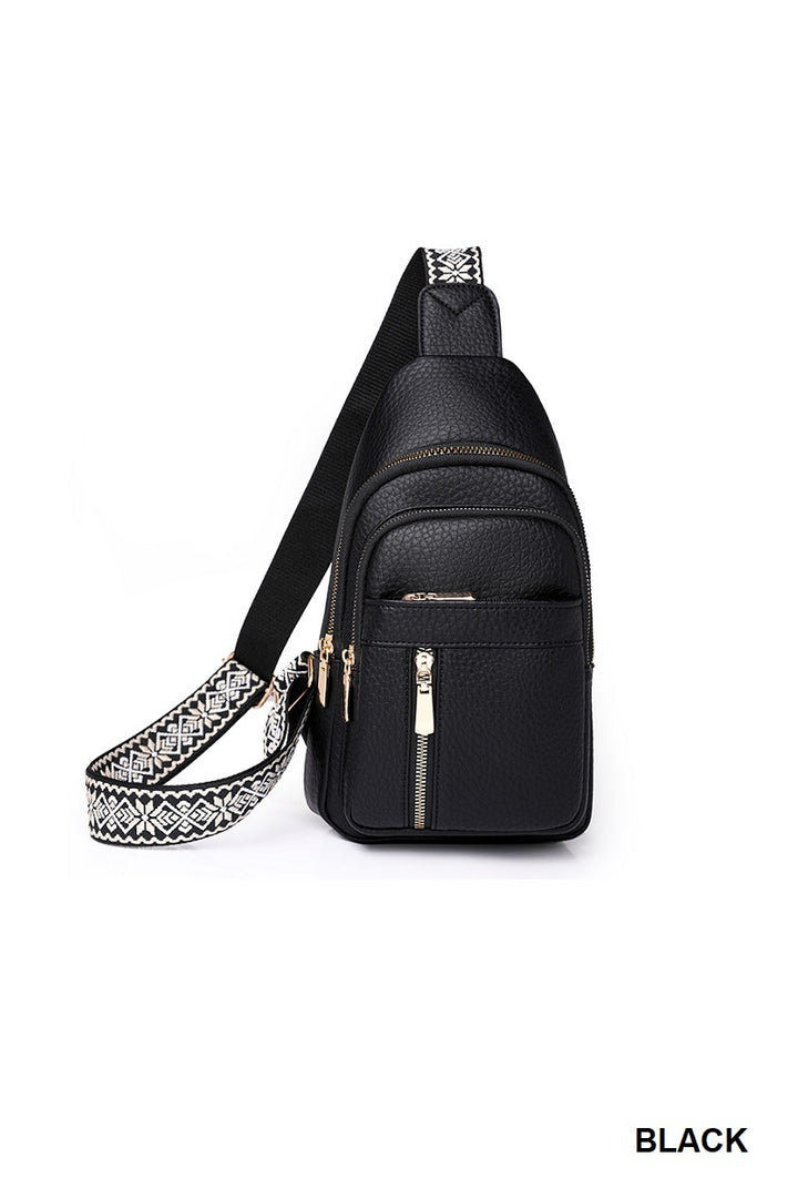 Quick-Change 2-Piece Textured Sling Crossbody (Bag + Strap)