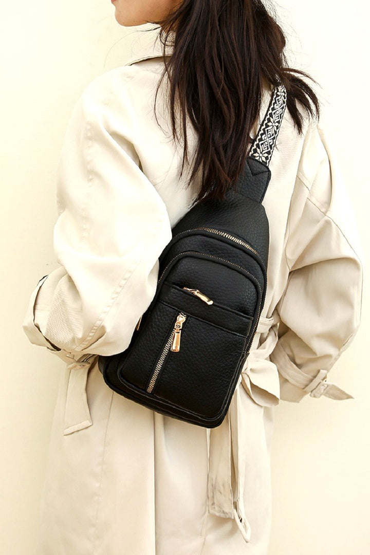 Quick-Change 2-Piece Textured Sling Crossbody (Bag + Strap)