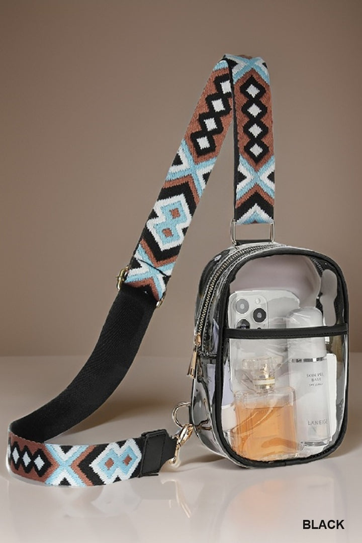 Crystal-Clear Mini Sling — Guitar Pattern Strap Edition 🎒✨