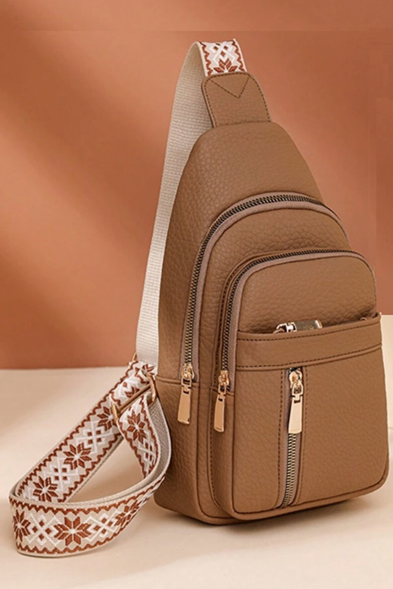 Quick-Change 2-Piece Textured Sling Crossbody (Bag + Strap)