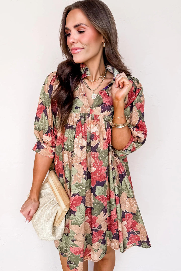 Bloom & Sway Ruffle-Collar Babydoll Dress – Autumn Garden