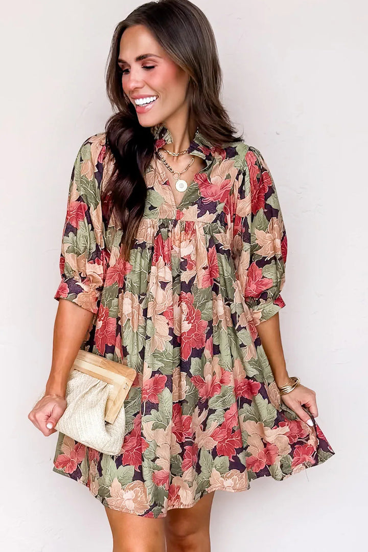 Bloom & Sway Ruffle-Collar Babydoll Dress – Autumn Garden