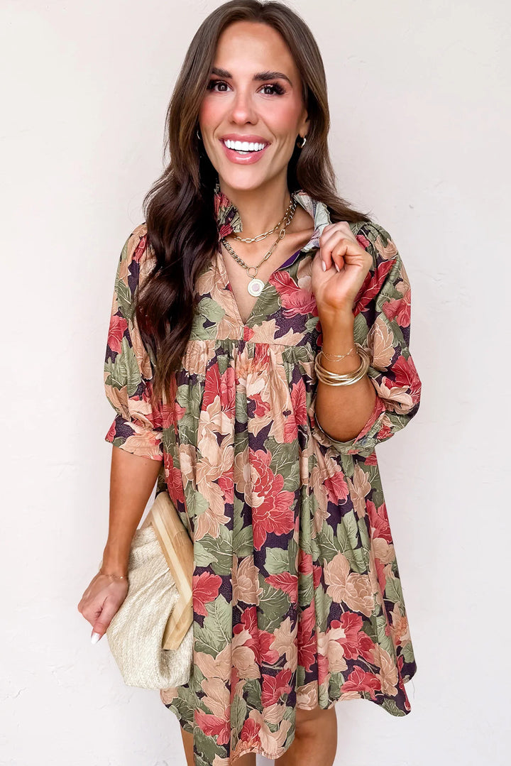 Bloom & Sway Ruffle-Collar Babydoll Dress – Autumn Garden
