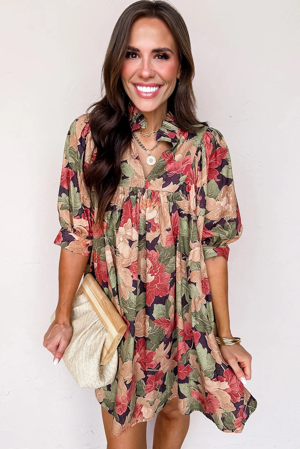 Bloom & Sway Ruffle-Collar Babydoll Dress – Autumn Garden