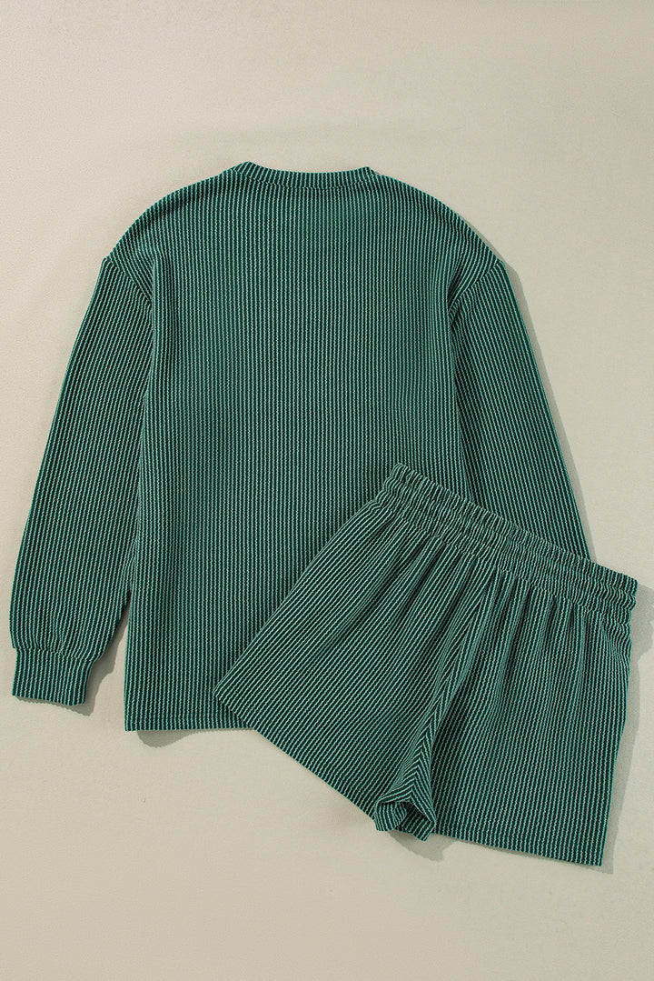 “MERRY" Holiday Lounge Set – Festive Long Sleeve Top & Drawstring Shorts