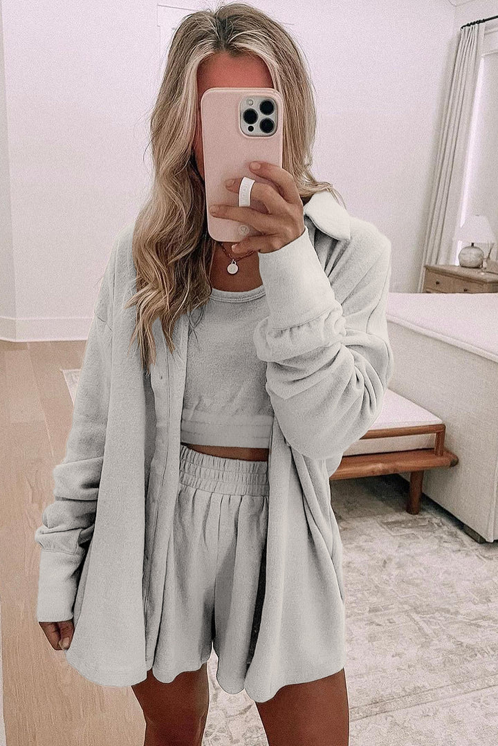 Cozy-Cloud 3-Piece Rib Lounge Set (Heather Gray)