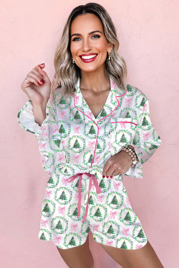 🎄 Luke & Estelle “Merry &amp; Bright” 2-Piece Satin Pajama Set – Holiday Cheer in Style 💕