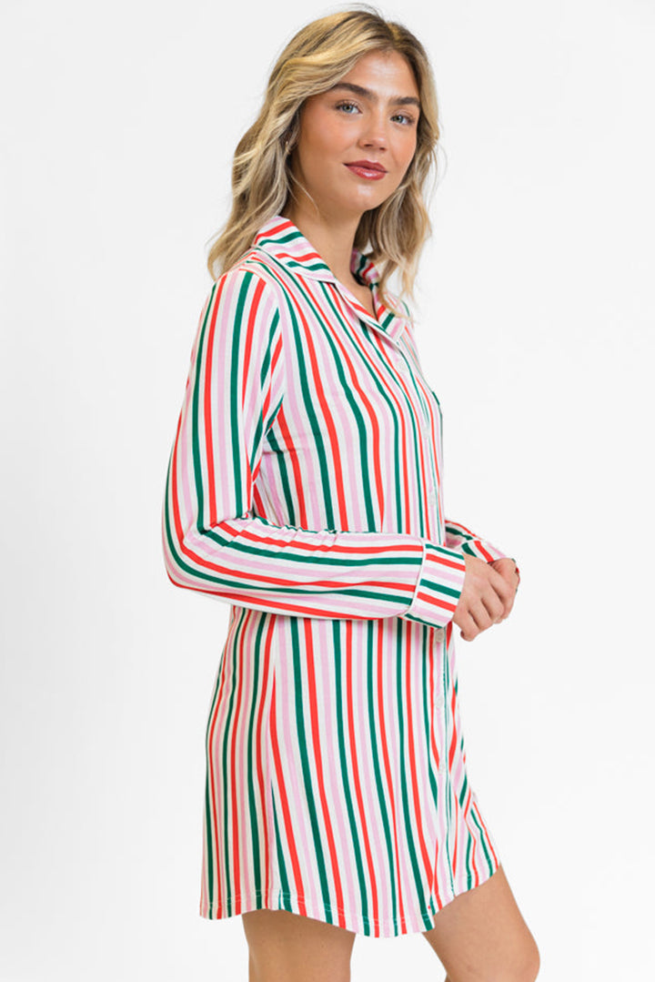 🎅 Luke &amp; Estelle “Merry Morning Striped Nightshirt” – Cozy Christmas Comfort ❤️💚